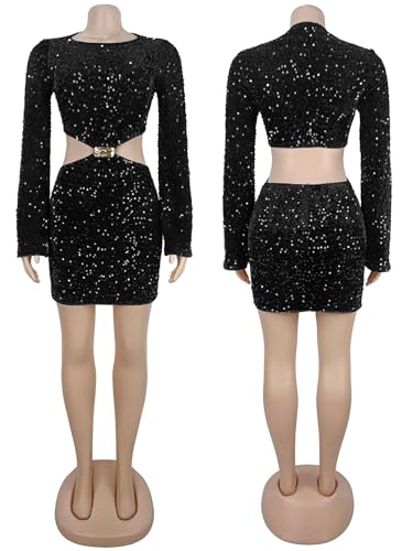 Image of Figdaw Sparkling Rhinestone Bodycon Dress for Women Special Occasions,Night Out