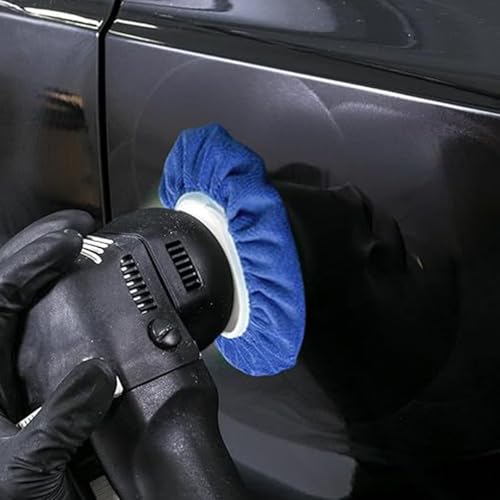 8 Stück Polierhauben Auto Bonnet Polierpad Mikrofaser Auto Polierhaube Polieren Baumwoll Motorhaube für Mehrweg für 230mm-250mm Autopoliermaschine, Blaue und Weiße