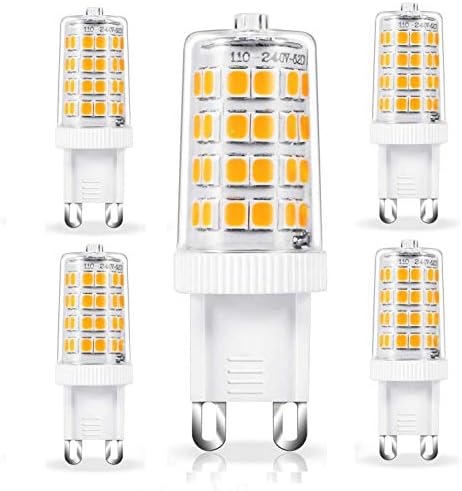 Chefic 5W G9 LED Bulbs 5 Pack, 500LM/ 3000K/ AC110-240V/ 52LED/ CRI 80+ Warm White G9 LED Lamps, Energy Saving G9 LED Equivalent to 50W Halogen Bulbs, No Strobe, No Flicker, Non Dimmable (Pack of 5)