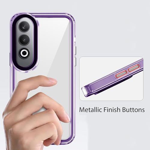 Image of Kapa Warrior Acrylic Clear Back Cover for OnePlus Nord CE 4 / Nord CE4 | Slim Shockproof [Military Grade Protection] Hybrid Bumper Case (Purple Sides)