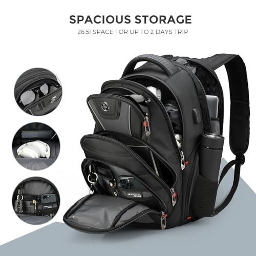 Image of Swissdigital Design Men's Laptop Backpack for College and Business Travel with Integrated USB Charging Port and RFID Protection Fits 15.6 inch Laptops Bag Black /Grey | J14-02
