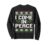 funny group maglione natalizio con scritta 'i come in peace' per donne, uomini, coppie, famiglie - nero, small