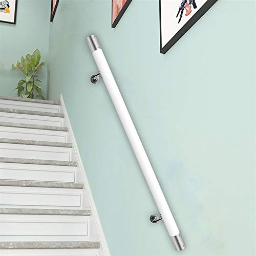 Rambarde d'escalier en bois blanc avec barres de support murales