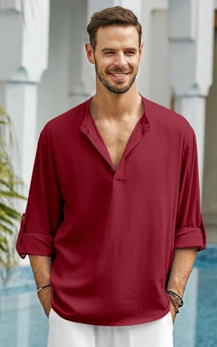 Image of Men's Solid Cotton Blend Regular Fit Mandarin /Chinese Collor Short Kurta for Men