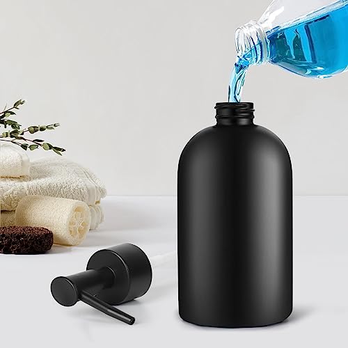 Kitchen Bathroom Dish Soap Dispenser, 14 Oz Glass Refillable Liquid Hand Soap Dispenser With Plastic Pump, Lotion Soap Dispenser Bottle, For Hand Soap, Soap, Lotion (Round Black)… #TOP3
