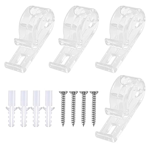 4 Pcs Roman Blind P Clips, Roller Blind Chain Cord P Clips Hooks with 4 Screws and 4 Plastic Pillars, Safety Accessories for Vertical Roman-Roller Blinds Ball Chain Cord Control (Transparent)