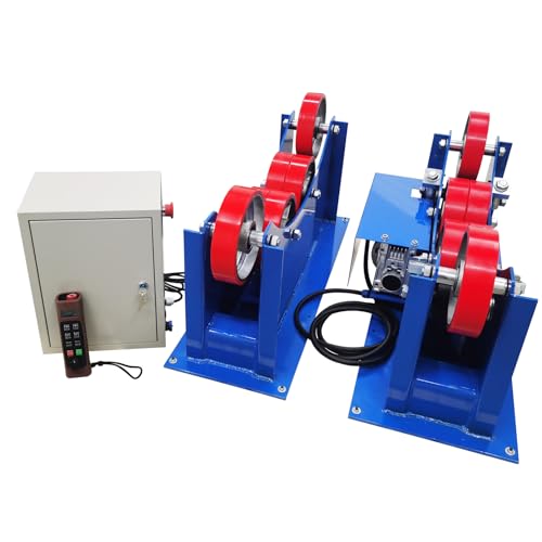 EQCOTWEA 3-Ton Welding Turning Roller with PU Wheels - 220V Rotary Welding Positioner for Pipes (50-1200mm Diameter), Linkage Roller Support for Pipeline Welding Equipment
