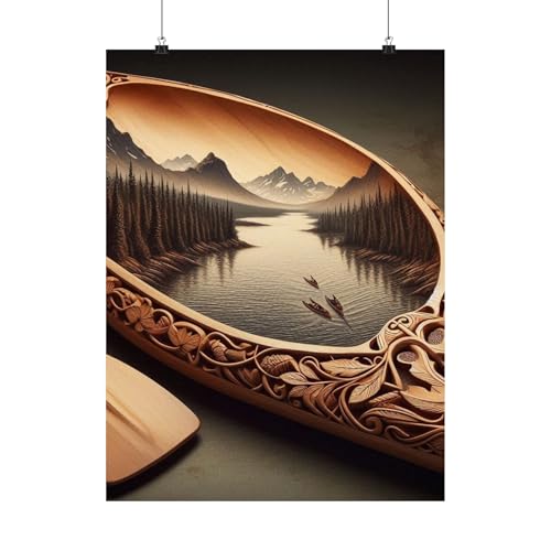 Canoe Paddles (Carved) – Water Navigation Tool, Indigenous North America – Premium Poster