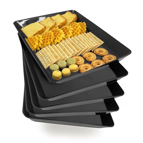 AMGBZT Serving Tray Platter, 5 Pcs Food Tray for Veggie Fruit Snack Dessert Cookie Cheese, Food Trays for Party Supplies Display, Plastic Platters for Serving Food, Large Trays, BPA Free