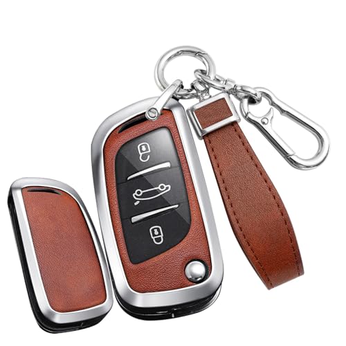 3 Boutons Floding Flip Keychain Cover Métal Clé Smart Key Cover Accessoires Marron