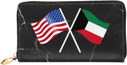 American And Kuwait Flag Wallet Card Bag