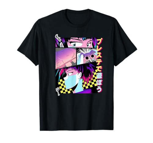 Play it on PS! 90s Japanese Retro Gamer Vivid Manga Panel T-Shirt