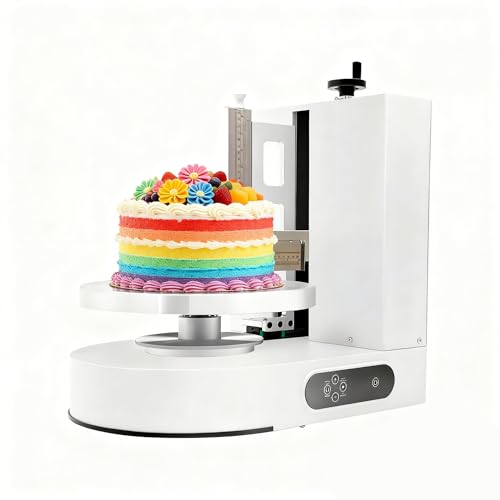 Cake Decorating Coating Machine 110-220V, Electric Cake Cream Spreading Machine Applicable 4-12in Cake, 60-320rpm Adjustable Birthday Cake Cream Smooth Coating Decoration Machine (White)