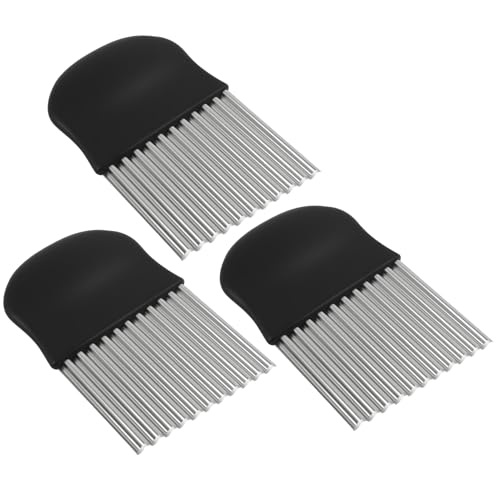 CDQZAIKEJI 3pcs Coupe Pomme de Terre et Légumes, Couteau Ondulé pour LéGumes Noir, Coupe Frites OnduléEs en Acier Inoxydable 430, Coupe Vague pour Pommes...