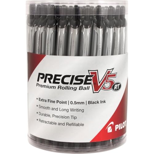 Pilot Precise V5 RT Premium Rolling Ball Pens, Extra Fine Point, Black, 30/Pack (84067) - image 2