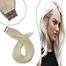 Produktbild Ugeat Tape in Echthaar Extensions Naturlich Weiße Blondine Farbe #60 16 Zoll Remi Brasilianisches Haar Tressen Unsichtbar Seamless Skin Weft 40 Stucke 100GR
