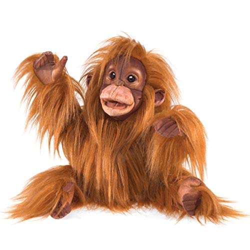 Image of Folkmanis Baby Orangutan Hand Puppet, Orange-Brown