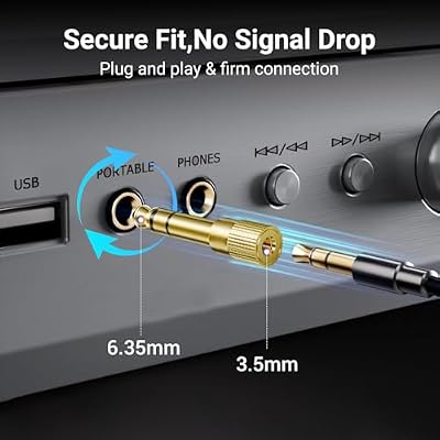 3 Pack 6.35mm (1/4 inch) Male to 3.5mm (1/8 inch) Female Stereo Headphone Adapter Gold Plated Audio Jack Adapter for for Aux Cable, Guitar Amplifier