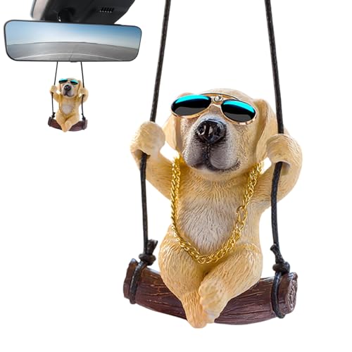 Seyrnicay Auto-Ornament mit schwingendem Hund, Hundeanhänger für Rückspiegel – lustige Auto-Aufhängung, Dekoration für LKW, Van, Limousine, Wohnmobil und Fahrzeug