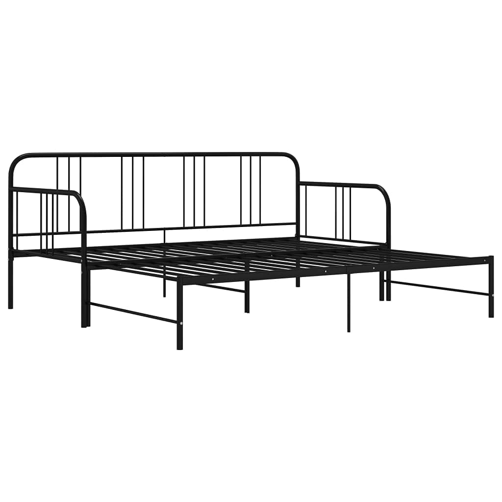vidaXL Estructura de Sofá Cama Extraíble Matrimonial Versátil Mueble Invitados Hogar Salón Sala de Estar Multiusos Robusto de Metal Negro
