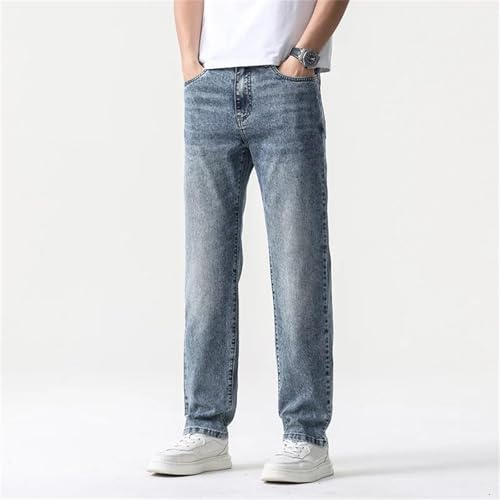 Mens Jeans Baggy Wide-Leg Summer Straight Cut Loose Vintage Denim Pants Streetwear Fashion4
