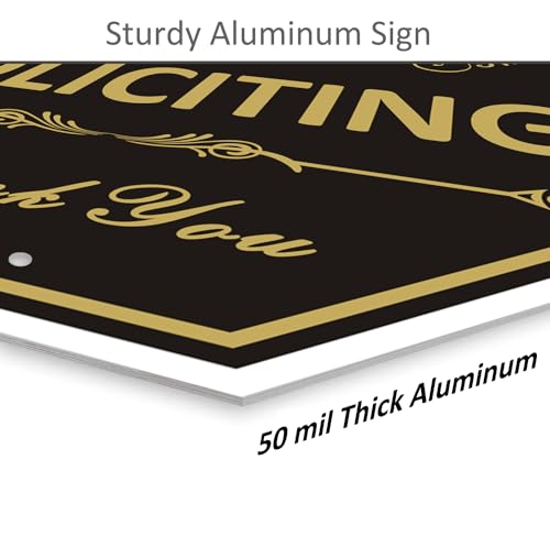 Image of Heavy Duty No Soliciting Sign for House - All Metal Construction No Soliciting Yard Sign - 14 inch x 7 inch - Aluminum - with 28 inch Stake