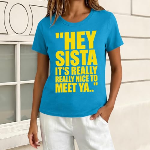 Hey Sista Its Really Nice to Meet Ya Shirt Big Sister Shirt Sky Blue L - image 3