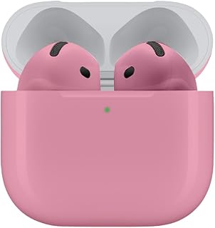 MERLIN CRAFT CUSTOMISED PAINTED APPLE AIRPODS 4 ANC WIRELESS EARBUDS, BLUETOOTH HEADPHONES, PERSONALIZED SPATIAL AUDIO, SWEAT AND WATER RESISTANT, USB-C CASE, H2 CHIP (PINK GLOSSY)