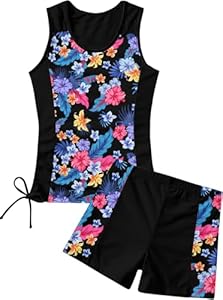 Raisevern Zweiteiliges Mädchen-Bikini-Set Blumenmuster