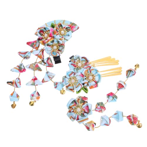 Beaupretty 3個和風髪飾り 軽量伝統的なの花クリップ タッセル付き着物用ヘアピン 女子女性向け文化的表現