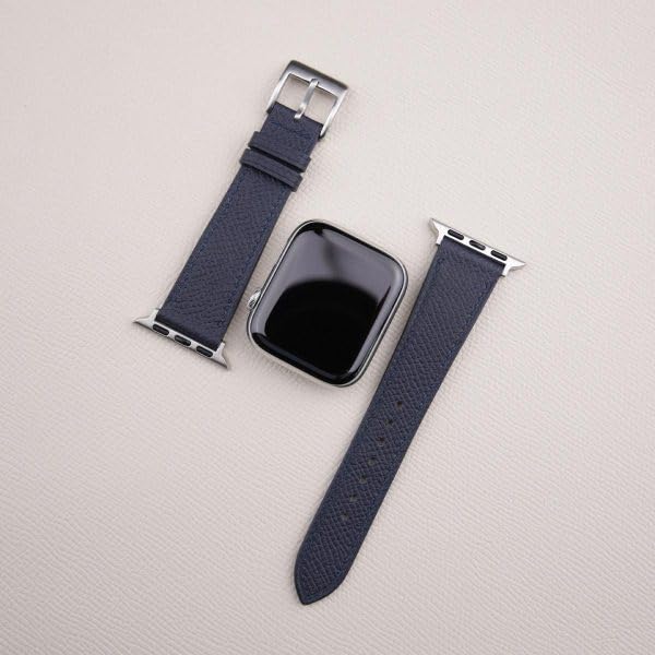 Miniatura 2 de Bands Compatible with Apple Watch Band 49mm 45mm 44mm 42mm 41mm 40mm 38mm Men Woman Epsom Leather Wristband Replacement Band Compatible with Series