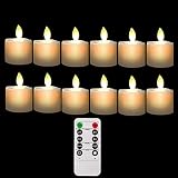 ZFBB Battery Operated Led Remote Tea Lights Small Fake Votive Candles with Moving Flame Outdoor Flic