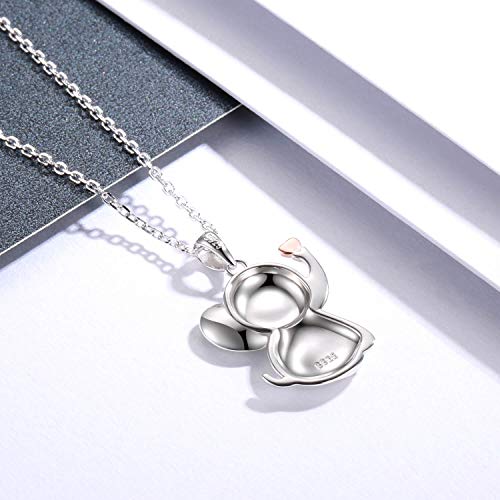 MANBU Sterling Silver Cute Elephant Necklace Good Luck Animal Pendant Wildlife Holiday Jewelry Gift for Elephant Lovers4