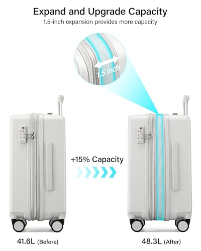 Image of Hanke 20 Inch Expandable Carry On Luggage, Hard Shell with Side Hook