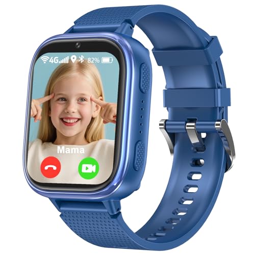 clleylise Kids Smart Watch with GPS Tracker, Smart Watch for Kids & Boys & Girls, 4G Video Call & SOS Ages 5-18, IP68 Waterproof Watch Phone with Games (Blue 4G)