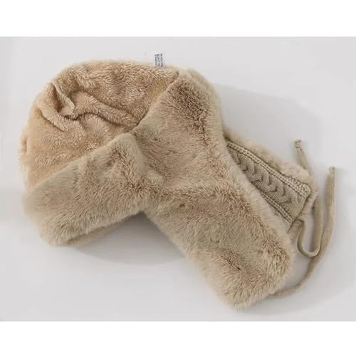 ECYC Knitted Trapper Hat, Faux Fur Lined Earflap Hat Winter Warm Russian Ushanka Hat Knit Cold Weather Hat for Women4