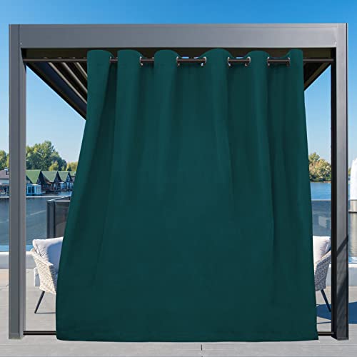 Image of Easy-Going Outdoor Curtains for Patio 1 Panel, 110x96 inch, Teal | Waterproof, Windproof, Weatherproof Privacy Outdoor Curtains for Cabanas Porches and Pergolas, Grommet Top and Tab Bottom