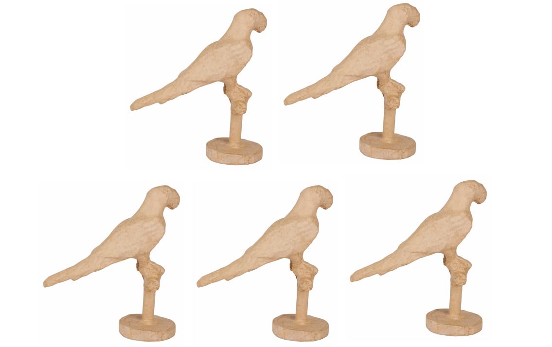 Décopatch AP199Cpack - Un Lot de 5 Supports à décorer en Papier pulpé brun 6x13x13cm, Perroquet, Brown, 6x13x13 cm