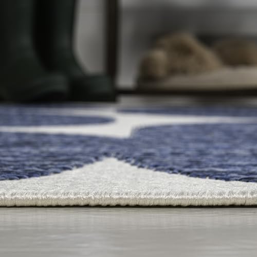 Tapete decorativo moderno 7'10" x 10' Navy/Cream miniatura 6