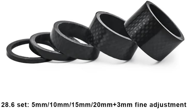 5 Pcs Carbon Fiber Bicycle Stem Front Fork Adjustment Spacer 28.6MM Road Bike Headset Stem Carbon Fiber Washer Cycling Parts for Bikes