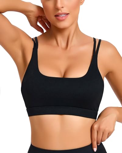 Image of Sports Bras for Women, Medium-High Support Strappy Padded Running Sports Bras with Removable Cups