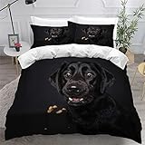 Juego de ropa de cama con estampado 3D de perro labrador, tamaño King, para adultos y adolescentes, juego de funda de edredón con funda de almohada, mullido, transpirable, antialérgico, para niños y