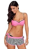 Photo Gallery anikigu costume da bagno due pezzi sexy bikini set di 3 pezzi striscia triangolo push up donna costumi da bagno imbottito reggiseno con pantaloncino mare beachwear rosa Photo Gallery anikigu costume da bagno due pezzi sexy bikini set di 3 pezzi striscia triangolo push up donna costumi da bagno imbottito reggiseno con pantaloncino mare beachwear rosa