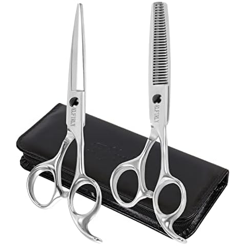 Elfirly Professional Hairdressing Barber Hair Cutting Scissors Thinning and Testurizing Shears Set for Barber, Salon, Home, Men and Women Cover