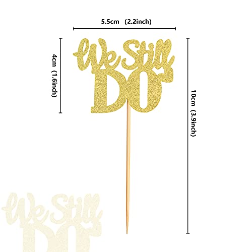 Unimall Pack Of 24 Gold Glitter We Still Do Cupcake Toppers Happy Anniversary Sign - Wedding Anniversary 1St 10Th 20Th 30Th 40Th 50Th Party Decoration Supplies #TOP2