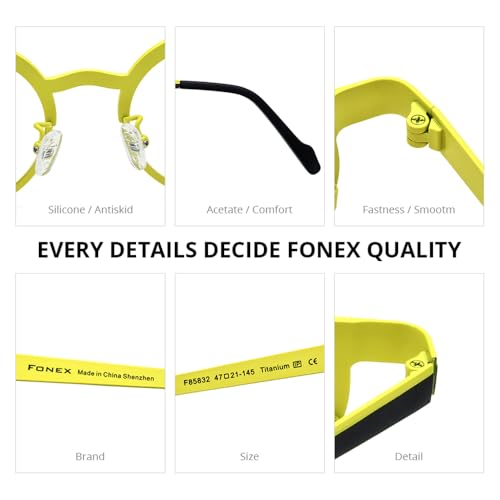 Image of FONEX Colorful Pure Titanium Glasses Frame Women Retro Round Eyeglasses