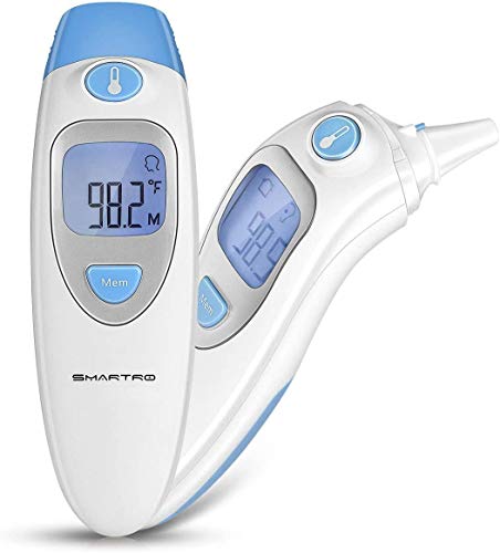 SMARTRO Ear and Forehead Thermometer for Fever, Digital Medical Infrared Thermometer for Baby, Infants, Kids and Adults CE and FDA Approved
