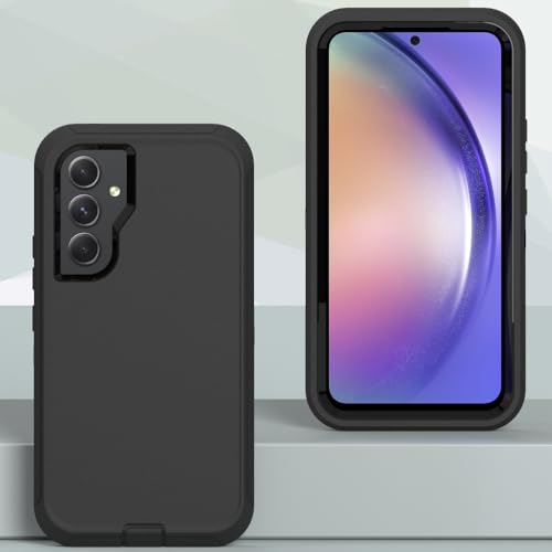 Image of Case for Galaxy A54, Heavy-Duty Tough Rugged Shockproof Drop Protective Cover Cases for Samsung Galaxy A54, Black