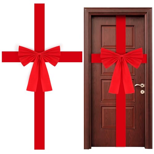 FOIMAS Christmas Cabinet Door Ribbon Bow Large Velvet Christmas Wreath