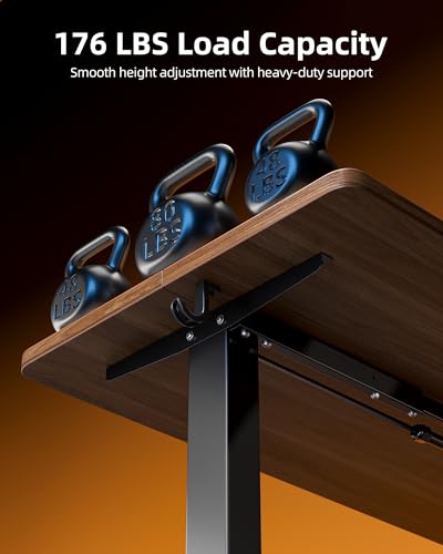 TIQLAB Electric Standing Desk, Adjustable Height Stand up Desk, 55 * 24 Inches Sit Stand Home Office Table with Splice Board, Black Walnut